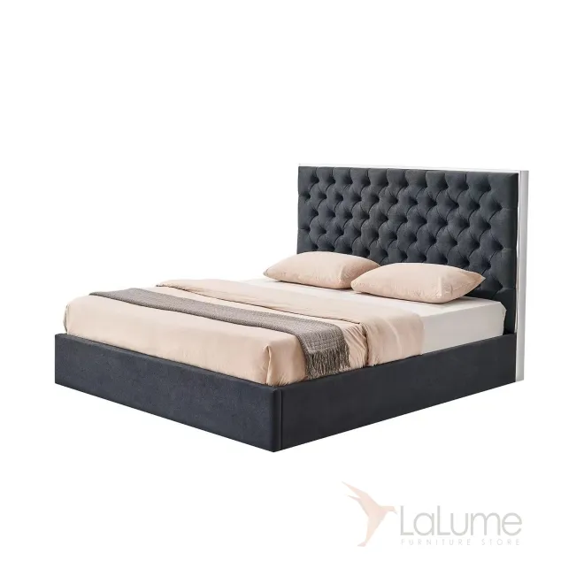Кровать LBD1704 (160х200) серый UF860/19B с ящиком для белья ESF