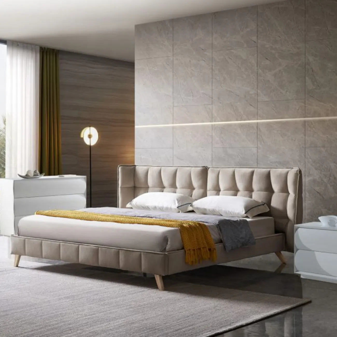 Кровать LBD8705 (180х200) бежевый UF910/01 ESF