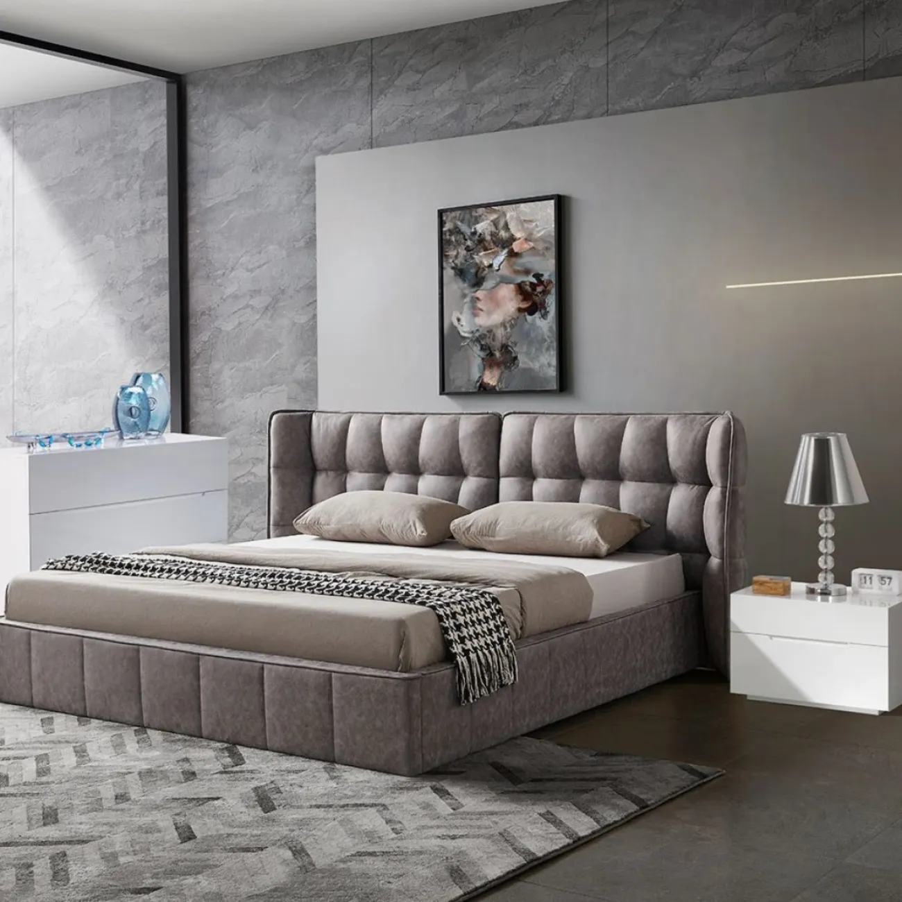 Кровать LBD8705 (180х200) бежевый 970-15 с ящиком для белья ESF