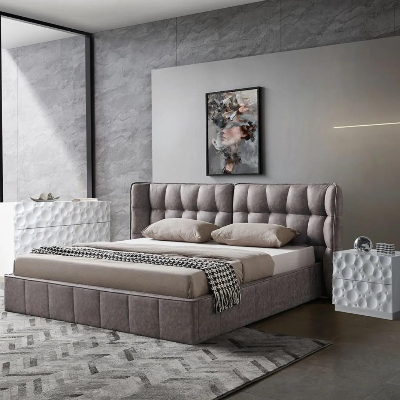 Кровать LBD8705 (180х200) бежевый 970-15 с ящиком для белья ESF