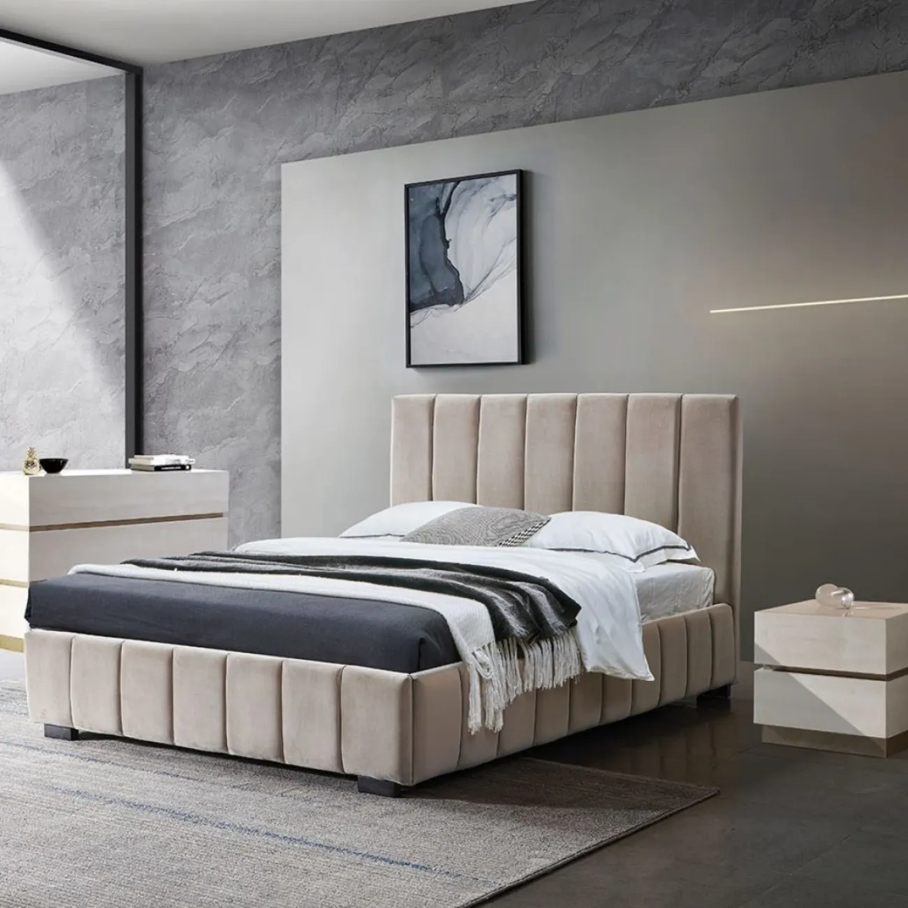 Кровать LBD8855 (140х200) бежевый UF910/01 ESF 