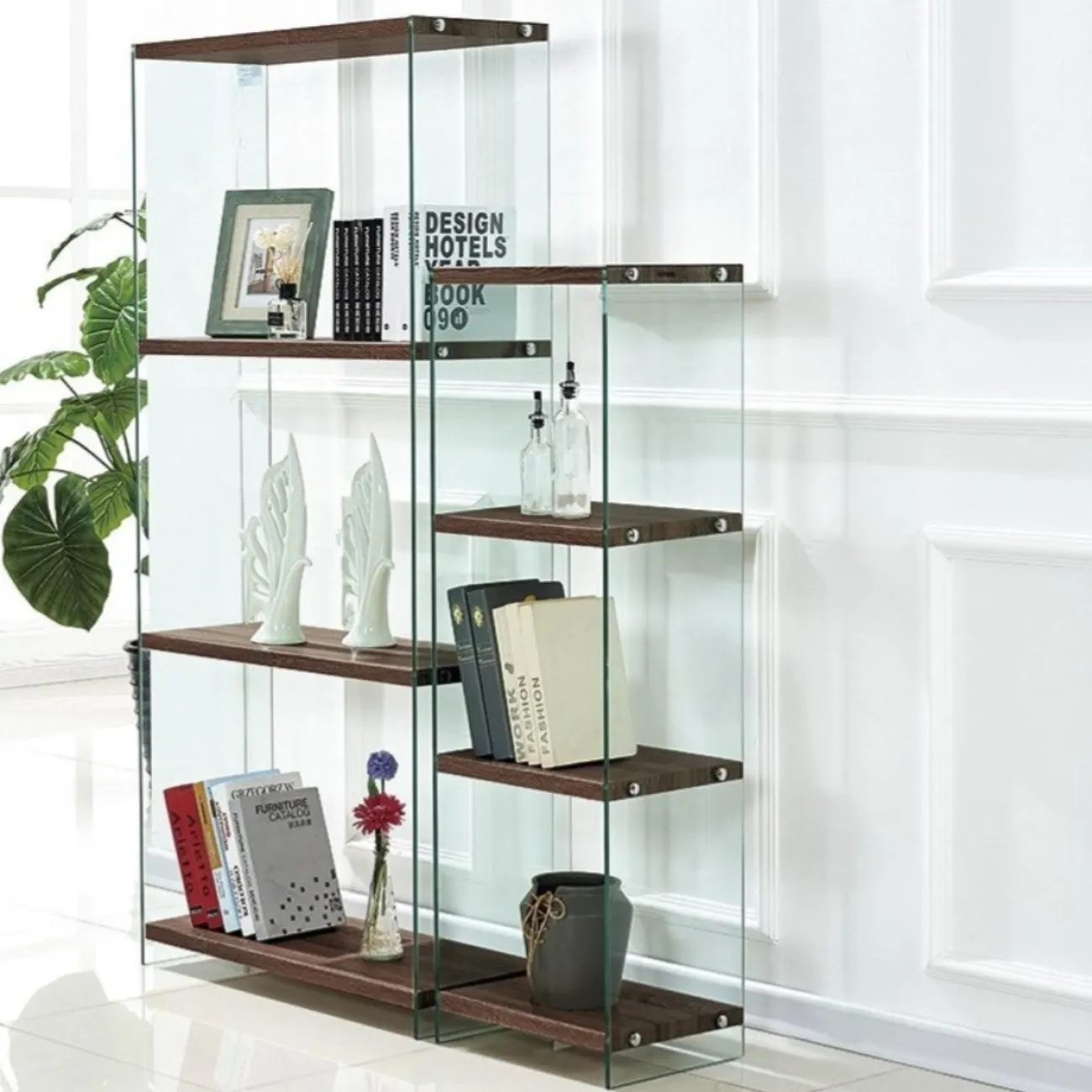 Стеллаж F-049-125H  прозрачный/коричневый ESF