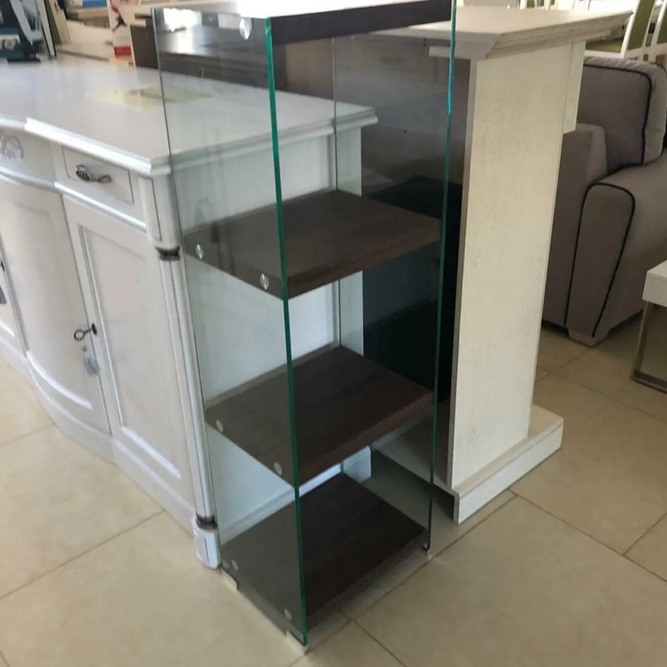 Стеллаж F-049-125H  прозрачный/коричневый ESF