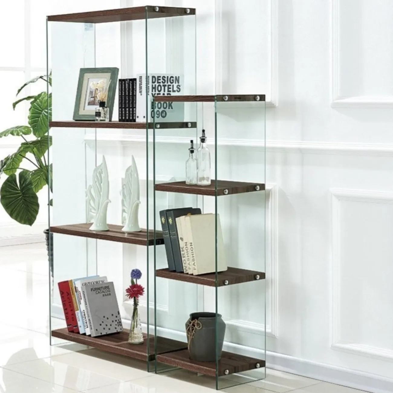 Стеллаж F-049-165H  прозрачный/коричневый ESF