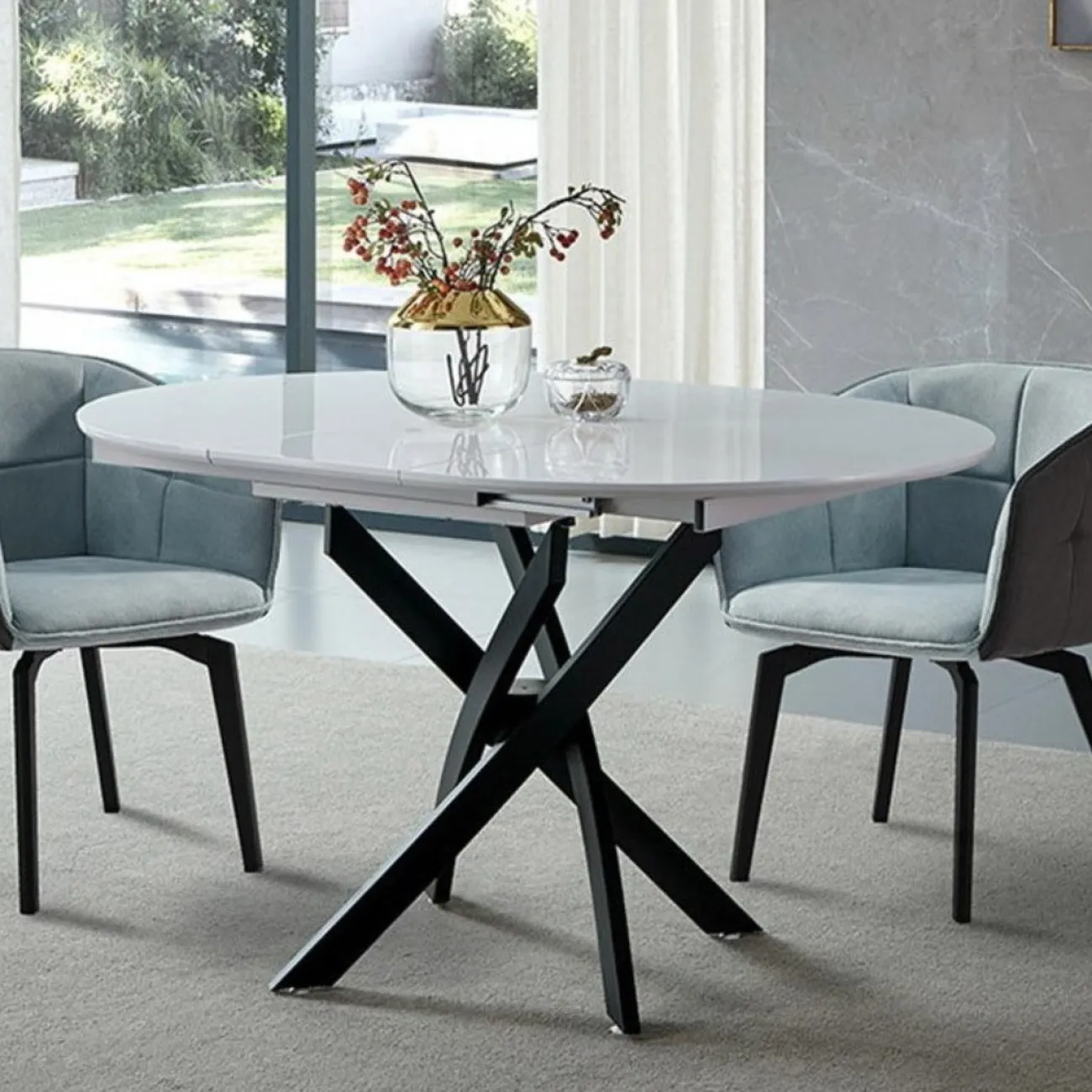 Стол B2303-1 белый лак/черный ESF 