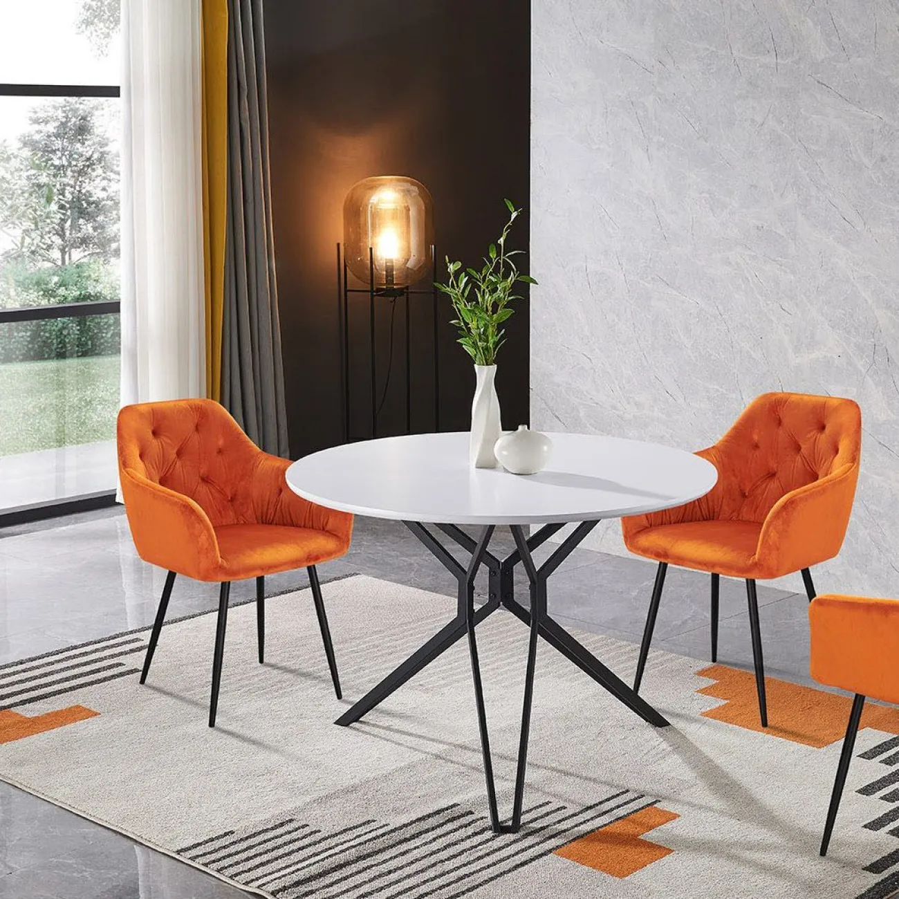 Стол DT-62 белый/черный (d110) ESF