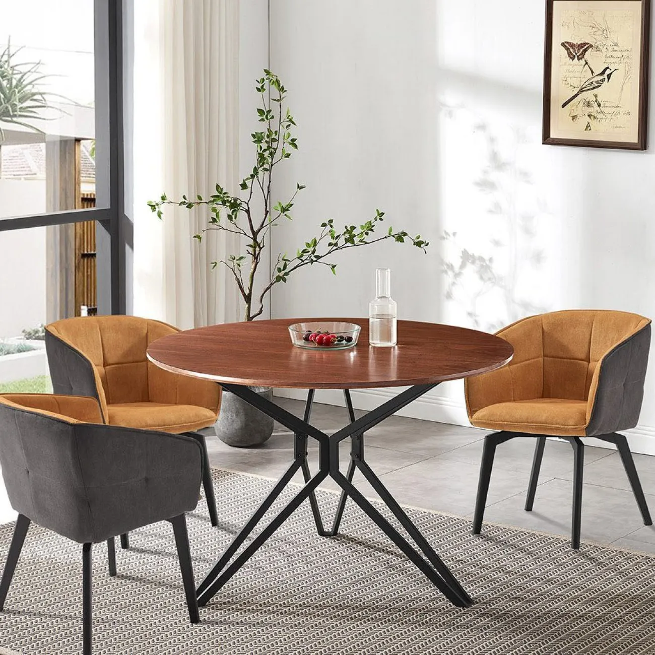 Стол DT-62 орех/черный (d120) ESF