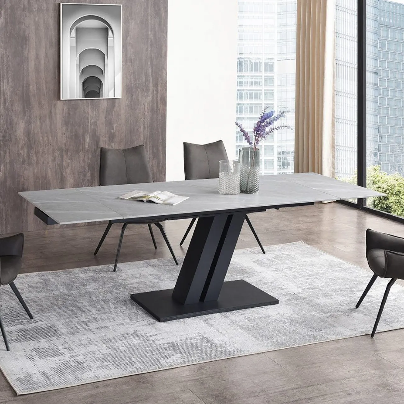 Стол DT9115CL(160) серая керамика/черный ESF 