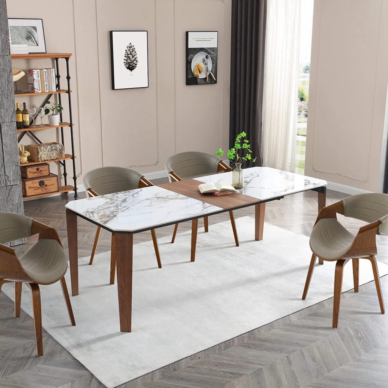 Стол DT8843CW (180) белый мрамор  керамика ESF