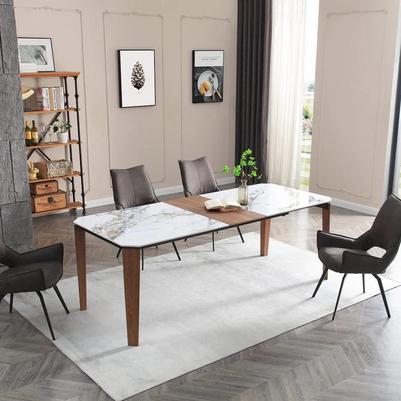 Стол DT8843CW (180) белый мрамор  керамика ESF