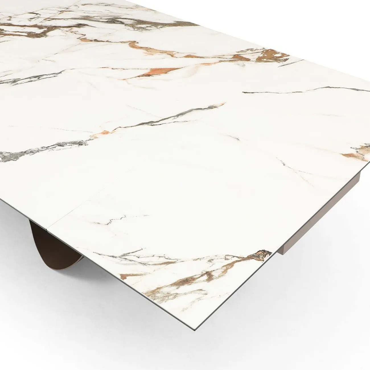 Стол DT9305CI (200-300) белый керамика KL-188/золотая пудра