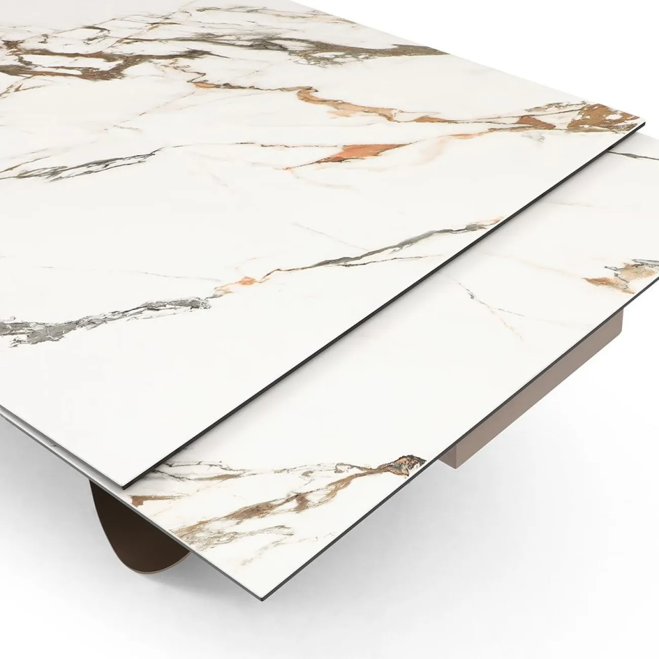 Стол DT9305CI (200-300) белый керамика KL-188/золотая пудра