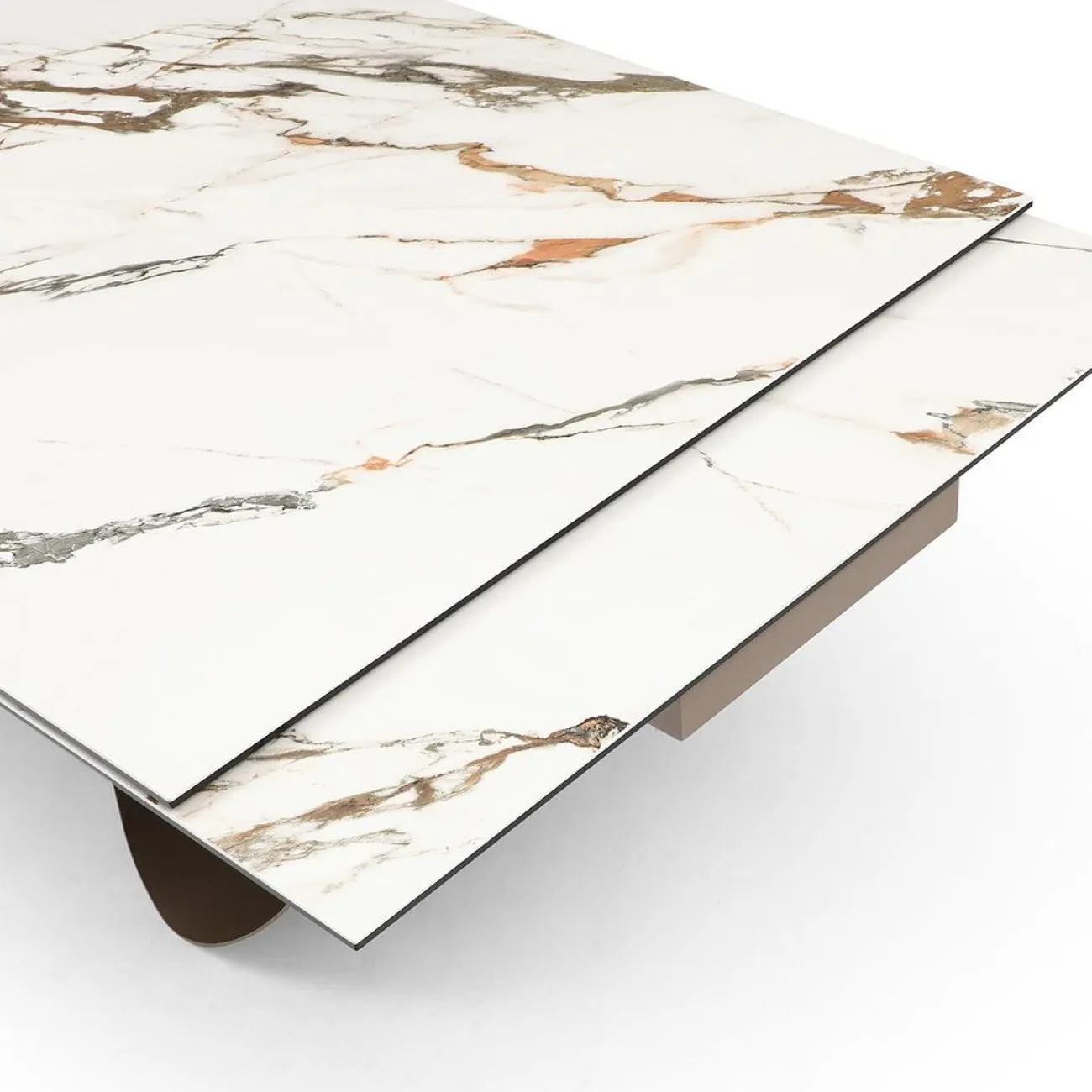 Стол DT9305CI (200-300) белый керамика KL-188/золотая пудра