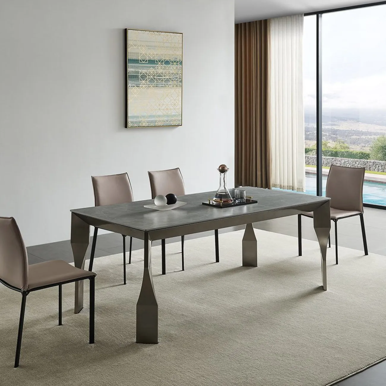 Стол FT323 (180) камень Armani Grey ESF Стол FT323 (180) камень Armani Grey ESF