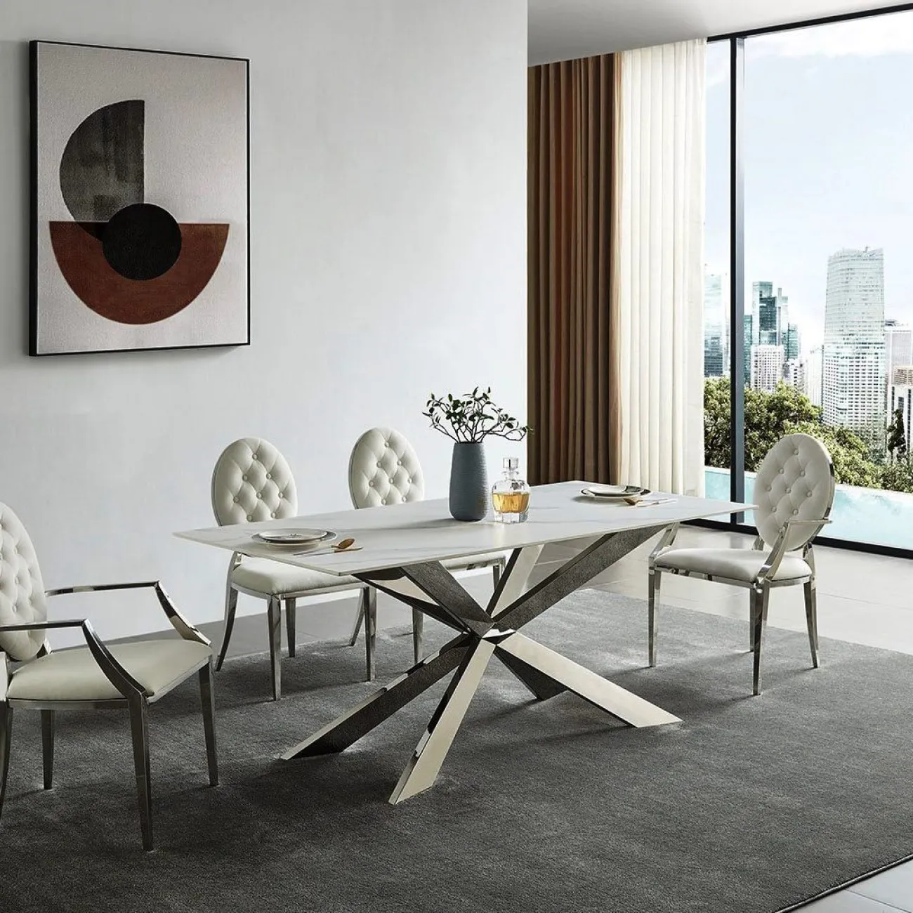 Стол T 088 (180) камень белый матовый Calacata ESF Стол T 088 (180) камень белый матовый Calacata ESF