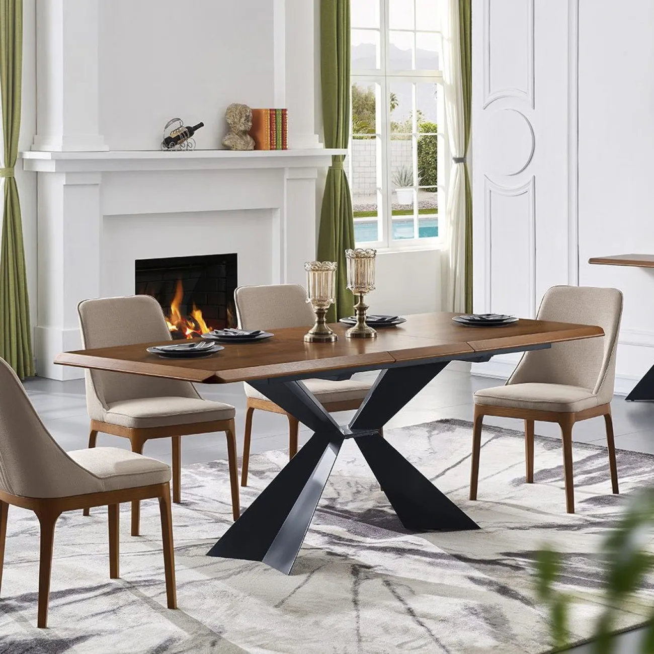 Стол T1712A (180) орех (WK-07)/черный (PC-02) ESF