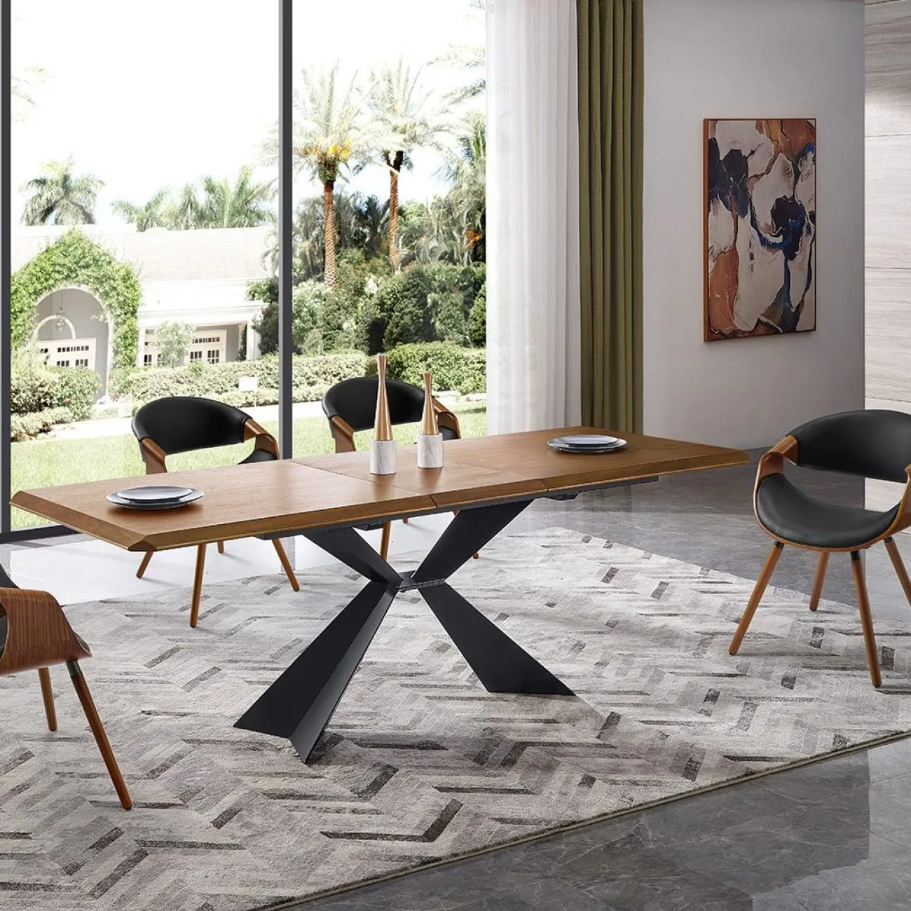 Стол T1712A (180) орех (WK-07)/черный (PC-02) ESF