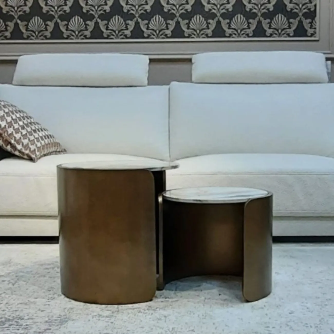 Стол журнальный ET3095CL (D45) белая керамика / бронзовый ESF Стол журнальный ET3095CL (D45) белая керамика / бронзовый ESF