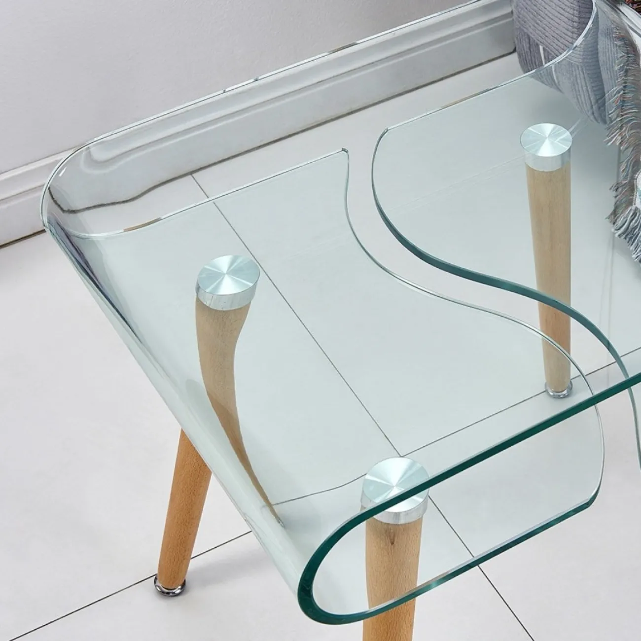 Стол журнальный F-639 прозрачный/бук ESF