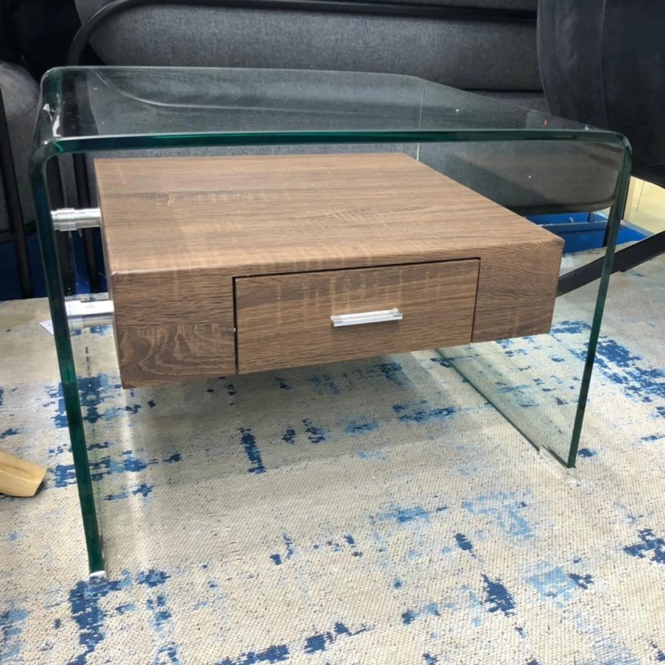 Стол журнальный F-GW608  прозрачный/коричневый ESF