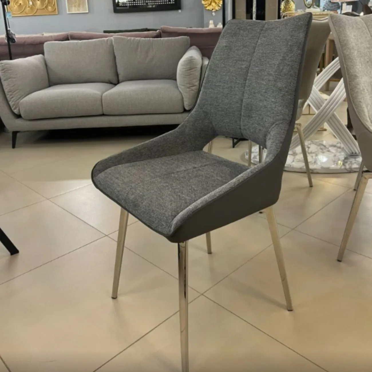 Стул DC1239 серый/ноги сталь ESF