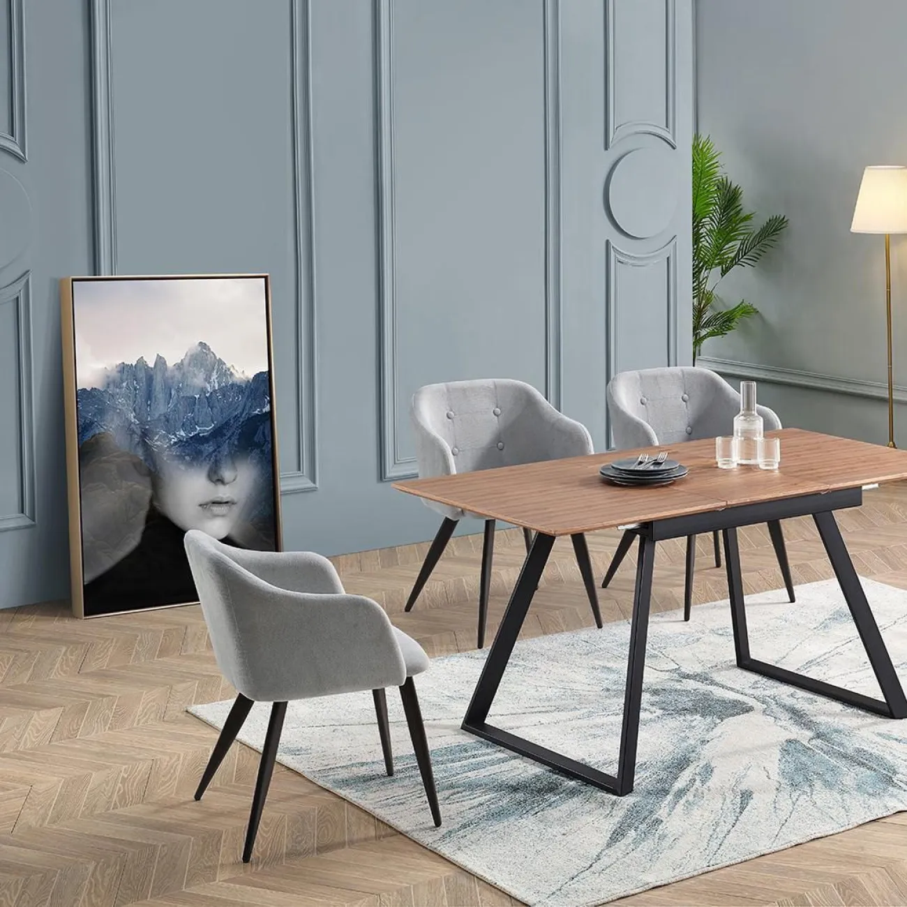 Стул DC-9505 серо-голубой/черный ESF