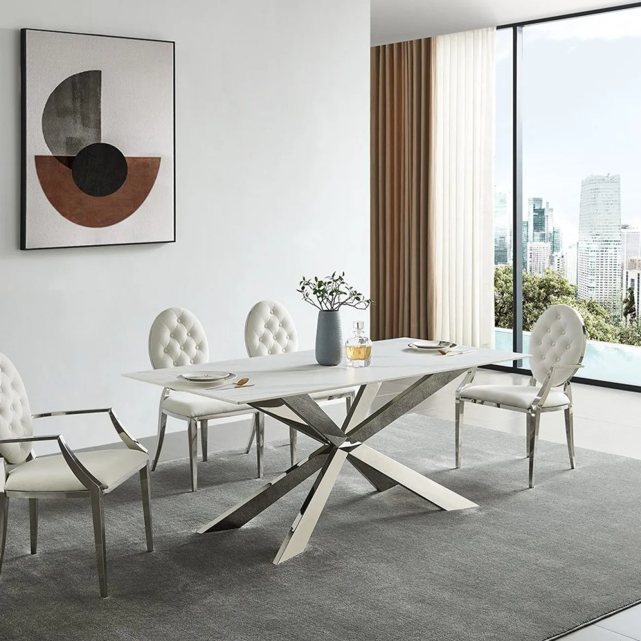 Стул Y110B бежевый бархат ESF