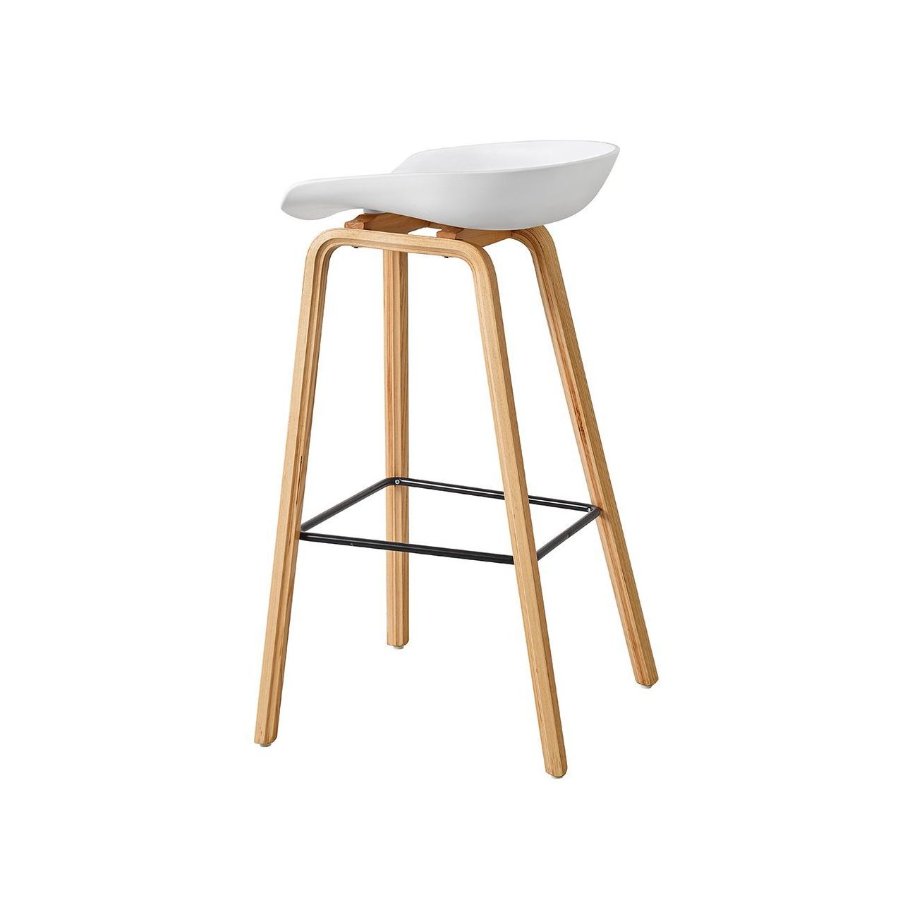 Стул барный BY003 белый бук/матовый черный металл ESF