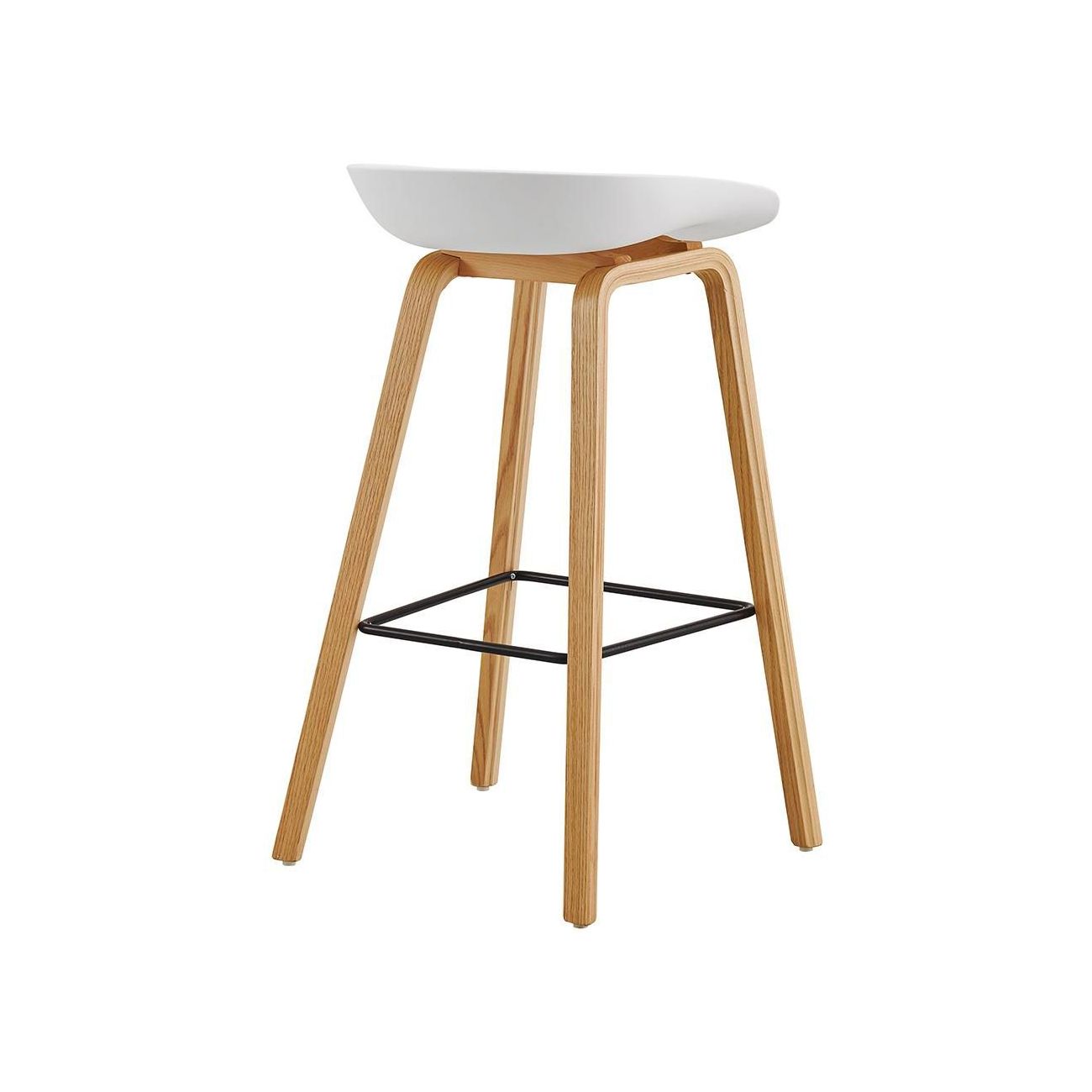 Стул барный BY003 белый бук/матовый черный металл ESF