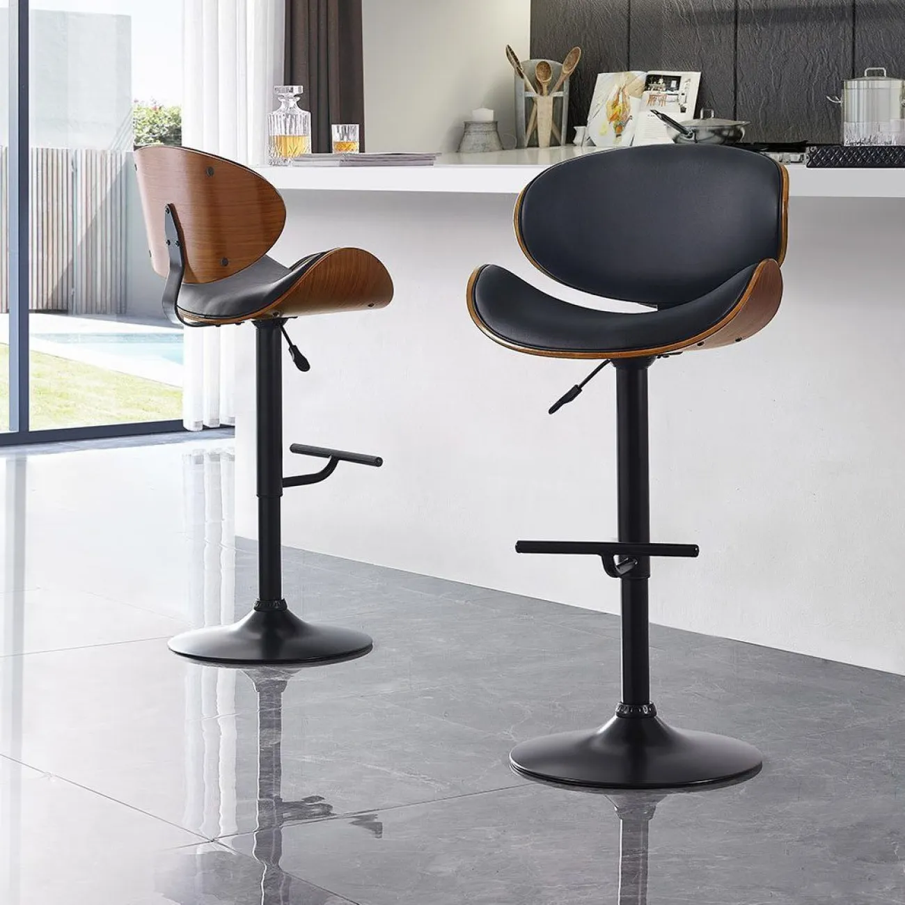 Стул барный JY1076 чёрный/чёрный ESF