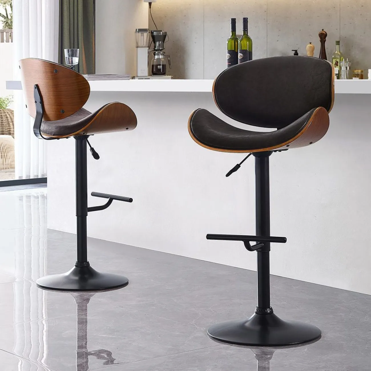 Стул барный JY1076 коричневый/черный ESF