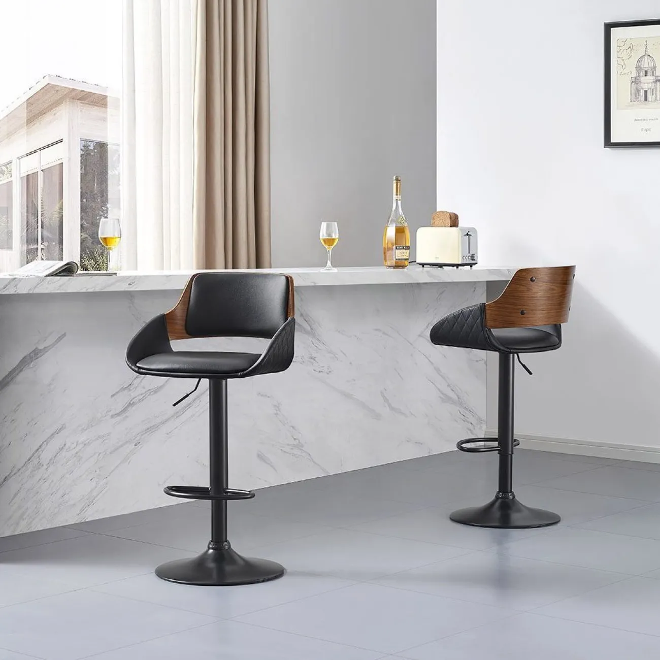 Стул барный JY3143X-L черный/орех/черный ESF Стул барный JY3143X-L черный/орех/черный ESF