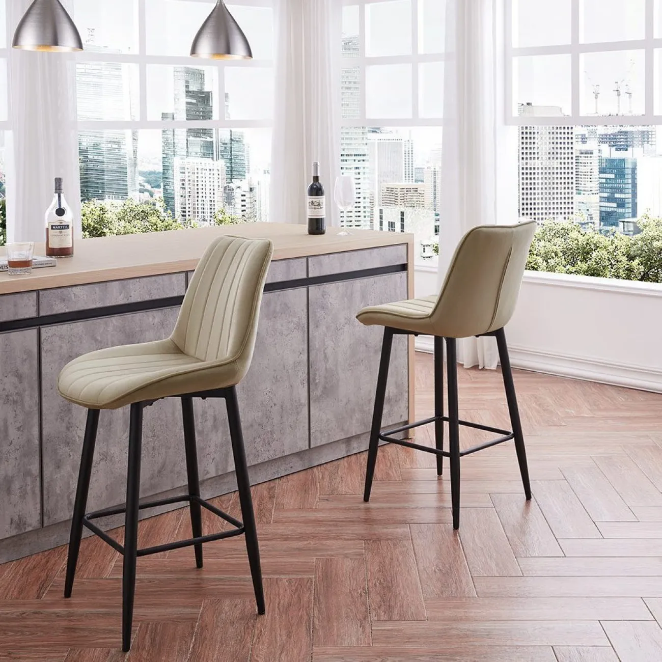 Стул полубарный CG1953B бежевый UF910-01 ESF