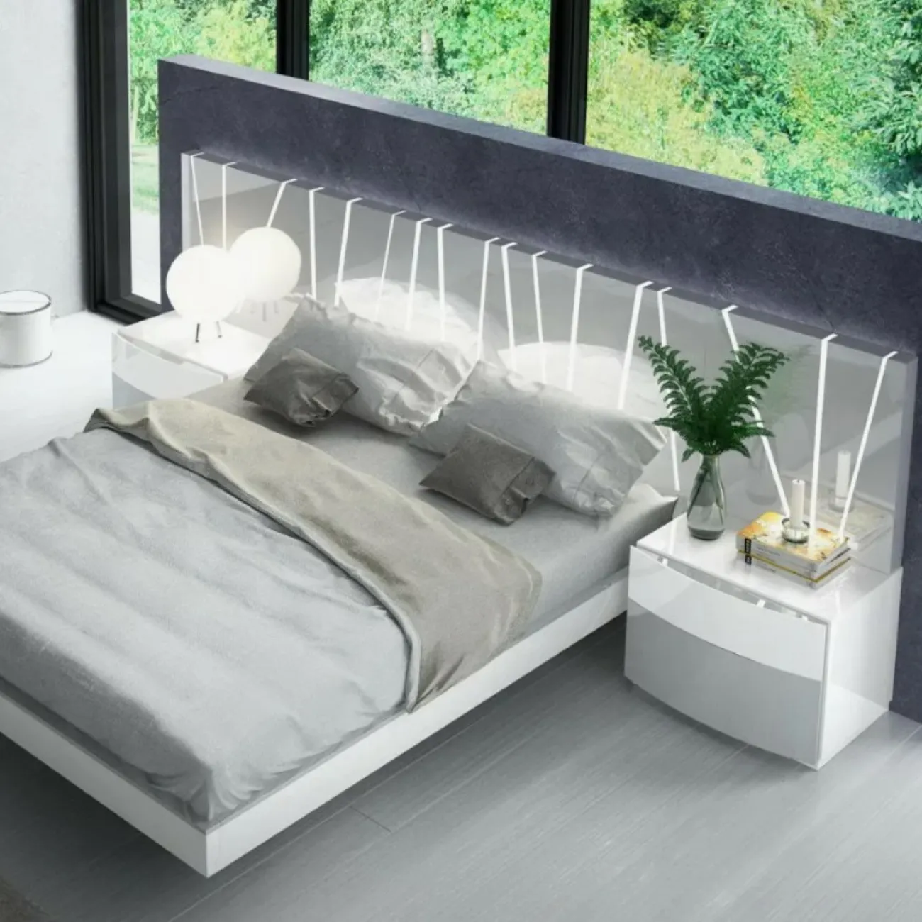 Тумба прикроватная FENICIA  906C белый/серый ESF