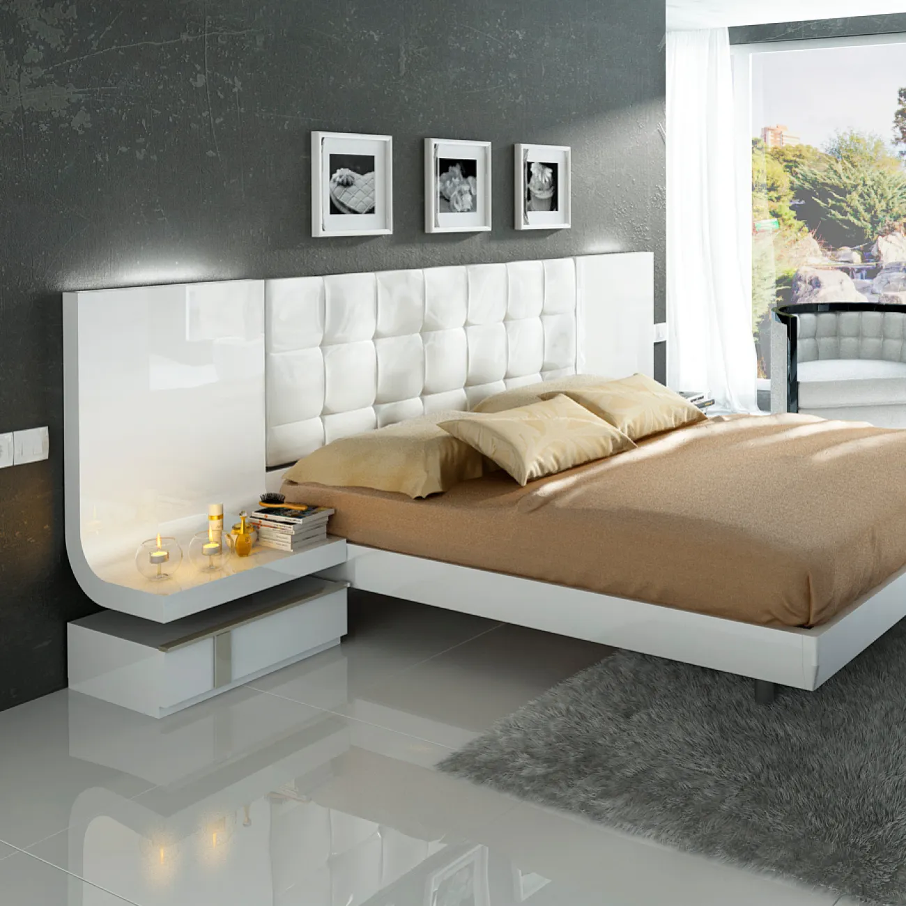 Тумба прикроватная FENICIA 3122 D GRANADA правый белый ESF