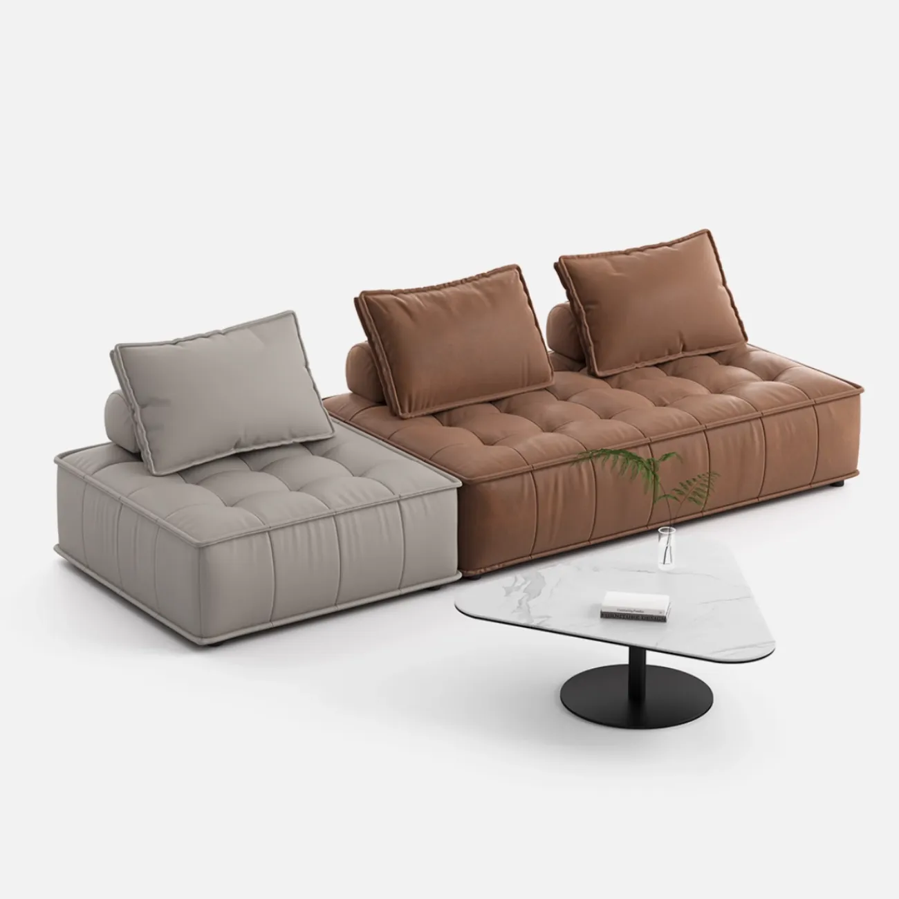 Современный ваби-саби стиль тофу блок кожаный и тканевый диван FINNNAVIAN Porlar 35594-29 Современный ваби-саби стиль тофу блок кожаный и тканевый диван FINNNAVIAN Porlar 35594-29