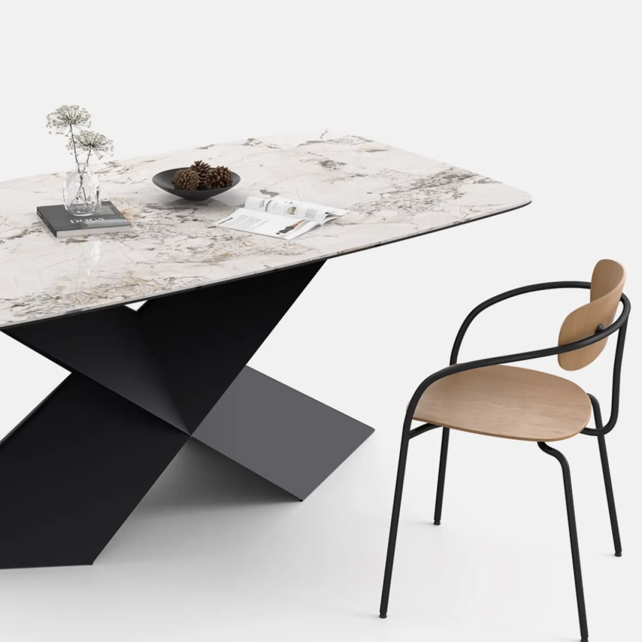 Дизайнерский модный обеденный стол из каменной плиты FINNNAVIAN Track 35602-29