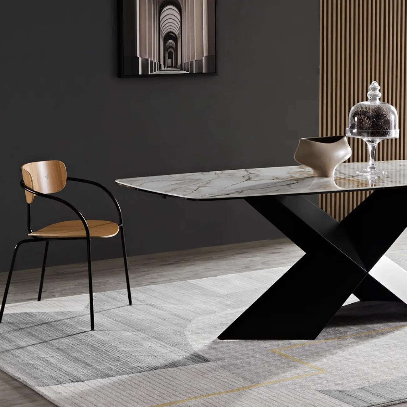 Дизайнерский модный обеденный стол из каменной плиты FINNNAVIAN Track 35602-29