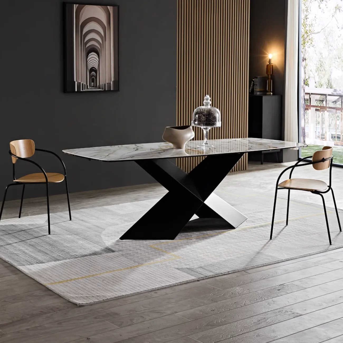 Дизайнерский модный обеденный стол из каменной плиты FINNNAVIAN Track 35602-29