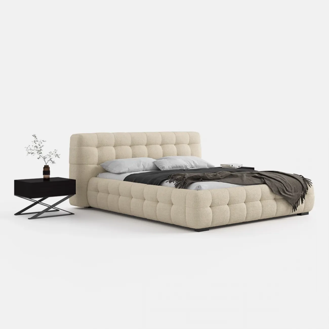 Роскошная двуспальная кровать в кремовом стиле FINNNAVIAN Lennon 35610-29