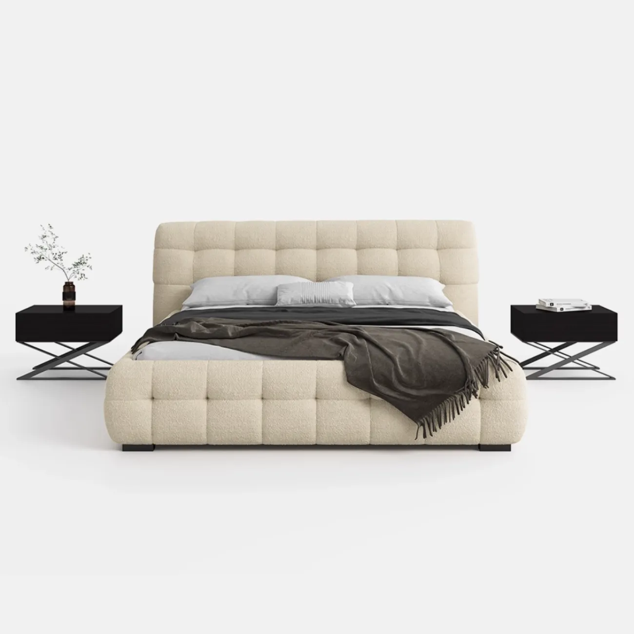 Роскошная двуспальная кровать в кремовом стиле FINNNAVIAN Lennon 35610-29 Роскошная двуспальная кровать в кремовом стиле FINNNAVIAN Lennon 35610-29