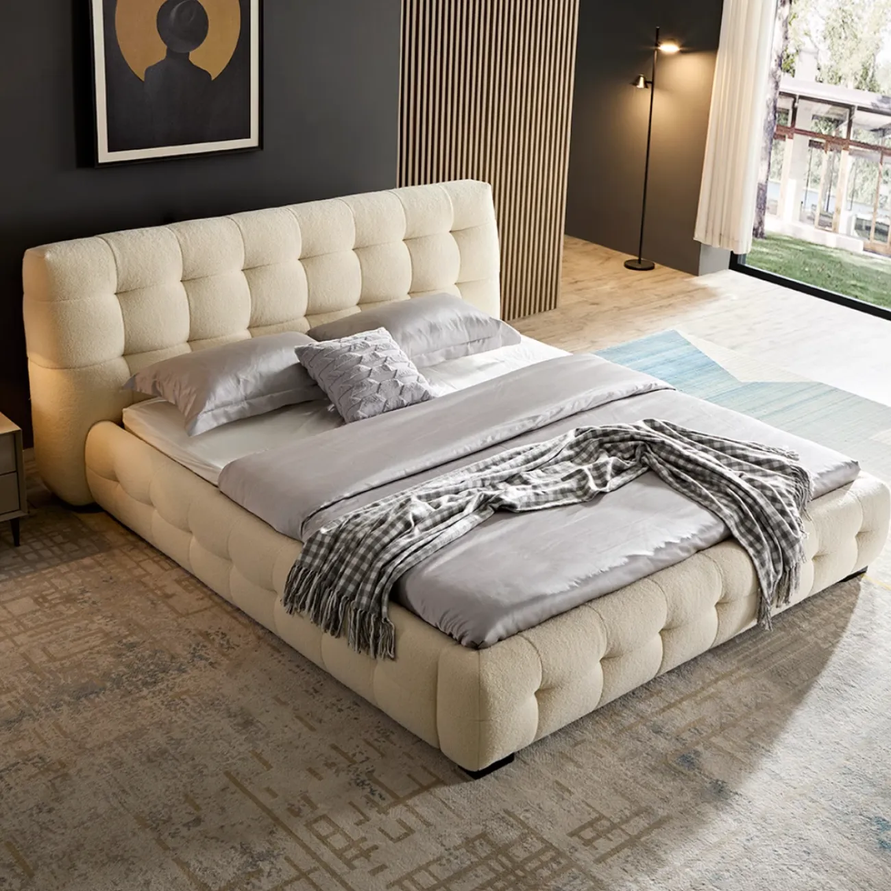 Роскошная двуспальная кровать в кремовом стиле FINNNAVIAN Lennon 35610-29 Роскошная двуспальная кровать в кремовом стиле FINNNAVIAN Lennon 35610-29