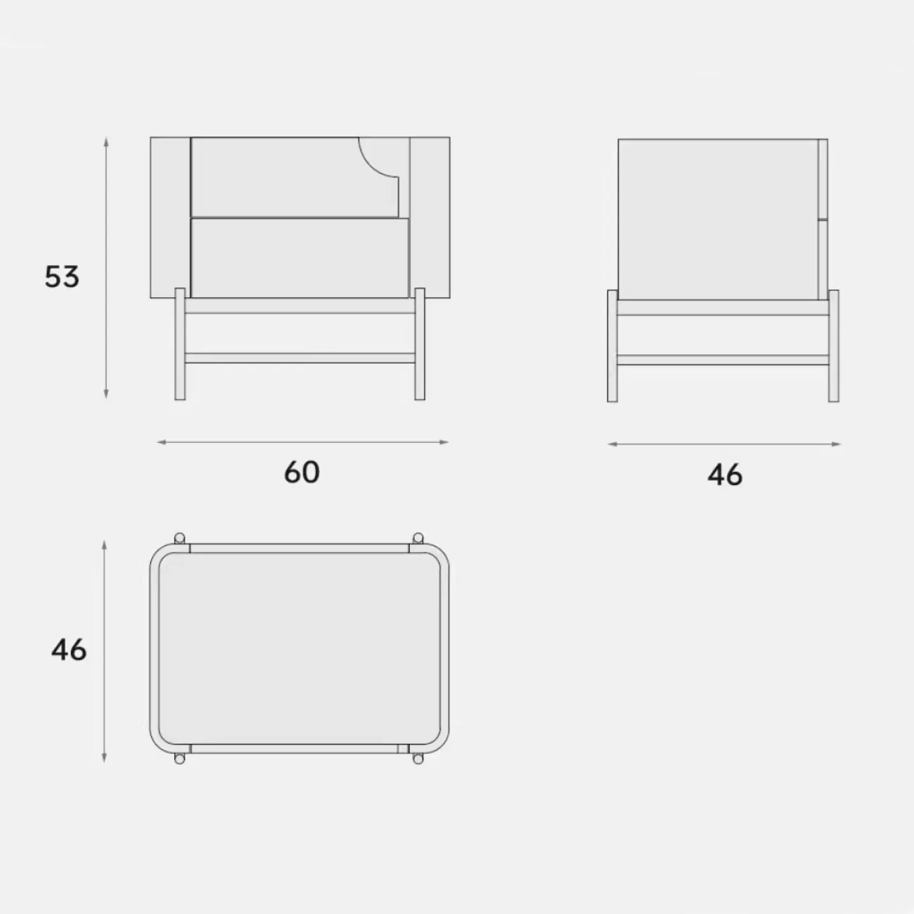 Cовременная тумбочка с двумя ящиками на металлических ножках FINNNAVIAN Nirvana 35614-29