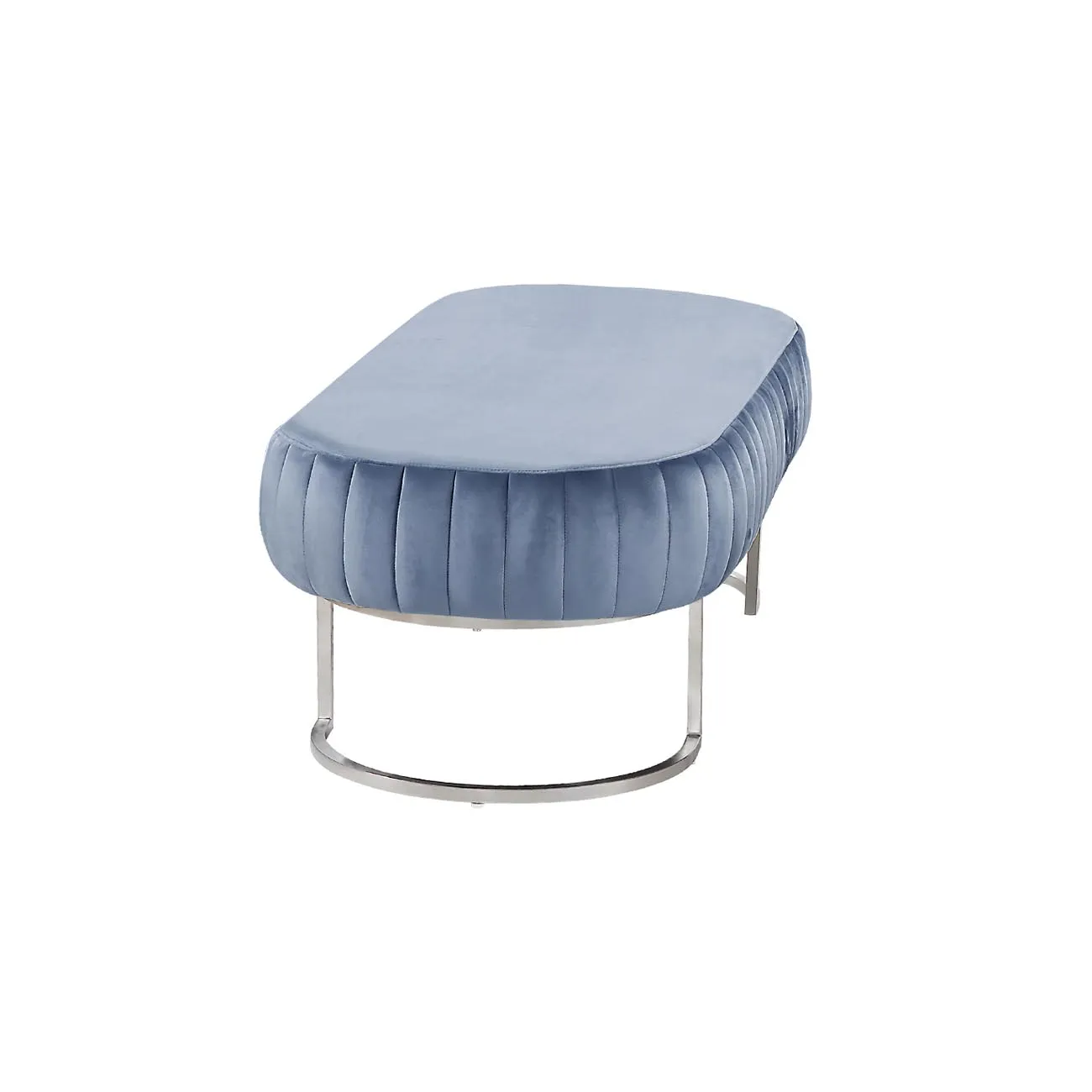 Банкетка велюровая серо-голубая на металлическом каркасе (хром) N-BH2009 GR SL от LaLume Банкетка велюровая серо-голубая на металлическом каркасе (хром) N-BH2009 GR SL от LaLume