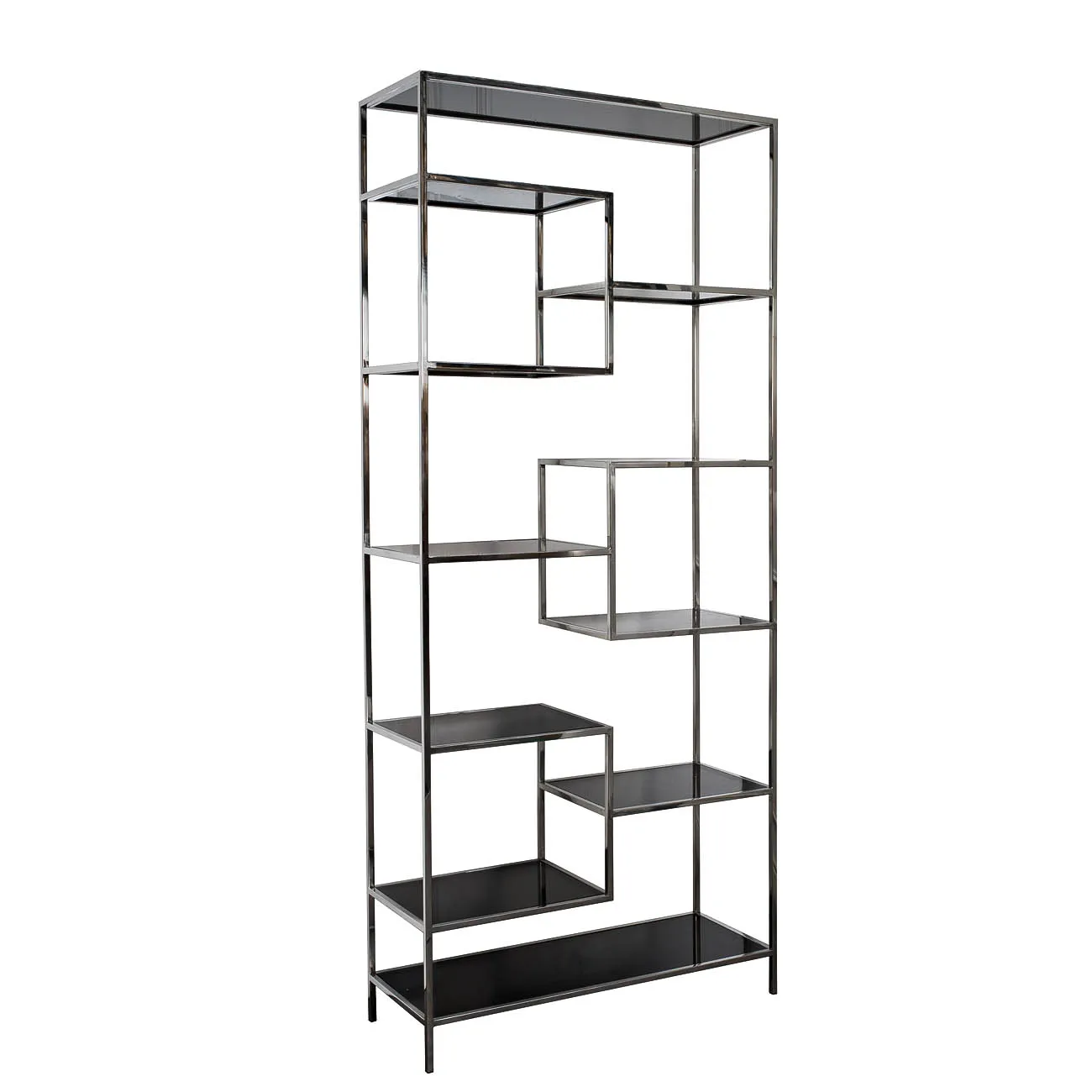 Стеллаж с черным стеклом (хром) 46AS-SH1408-SILVER от LaLume