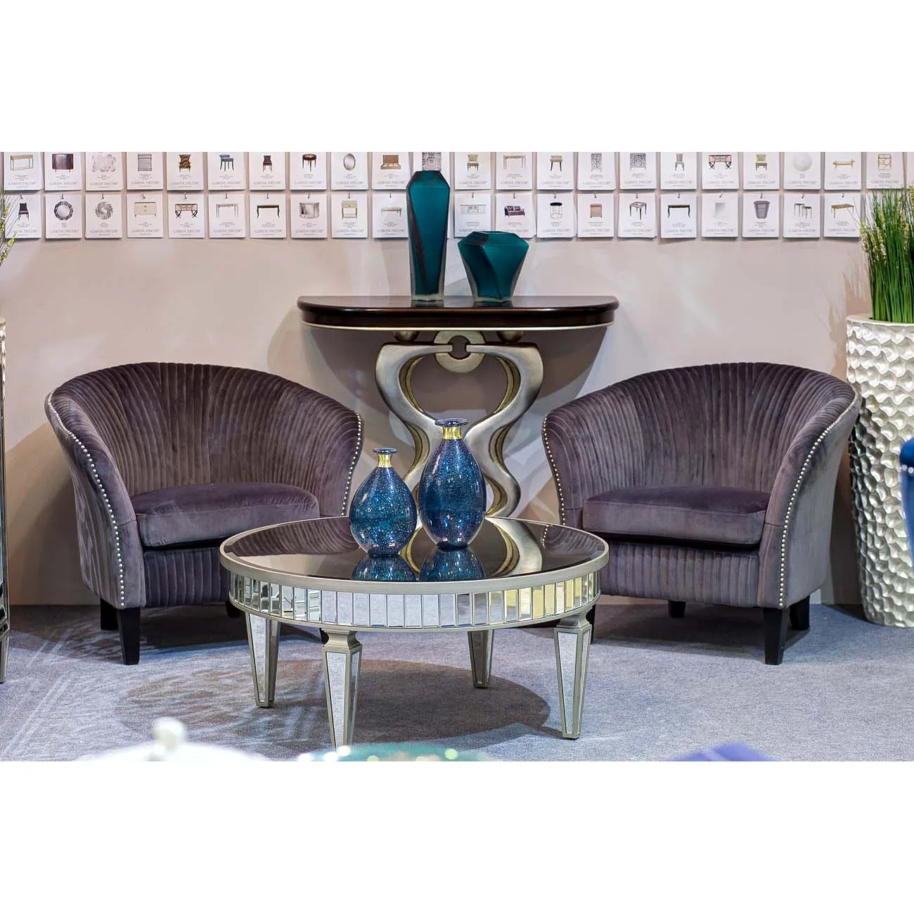 Стол зеркальный круглый низкий KFC247 от LaLume