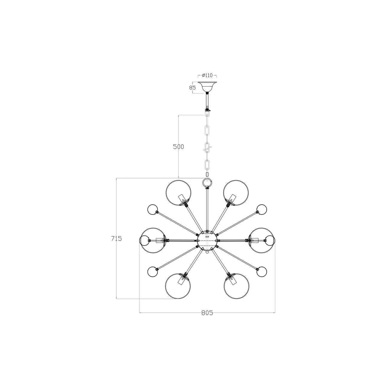 Светильник потолочный Шары 20MD3503-12 от LaLume Светильник потолочный Шары 20MD3503-12 от LaLume