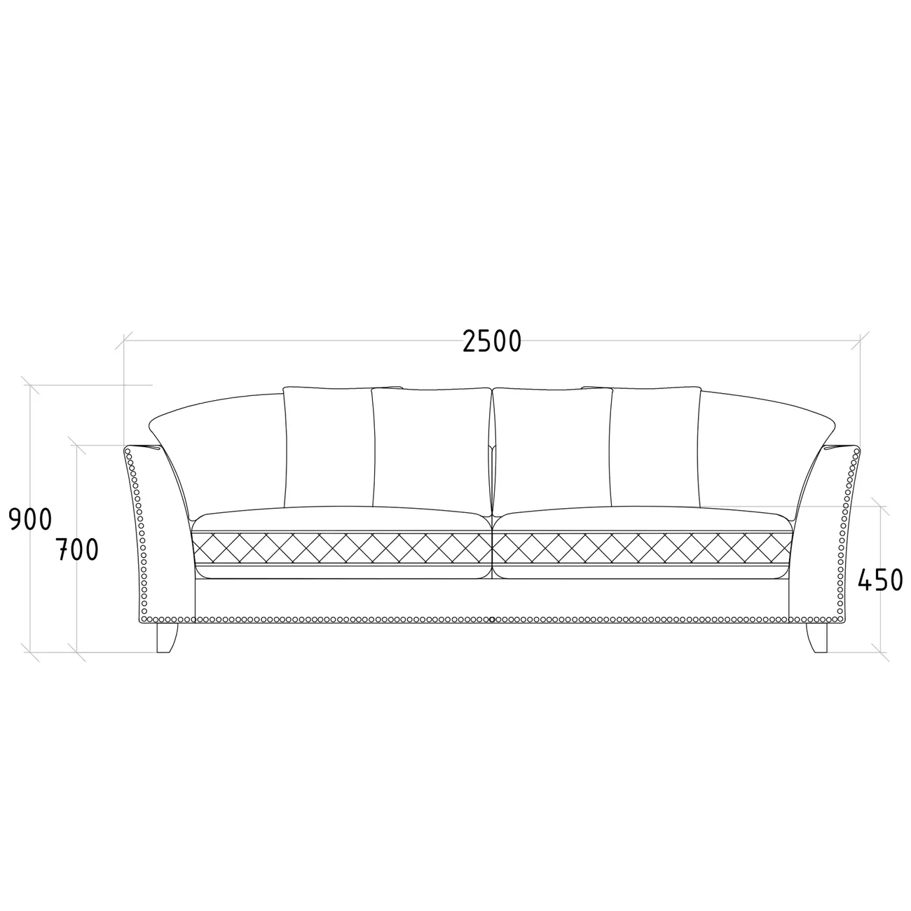 Диван Sorrento трехместный велюровый бирюзовый SORRENTO2K-БИРЮЗА-Bel21 от LaLume