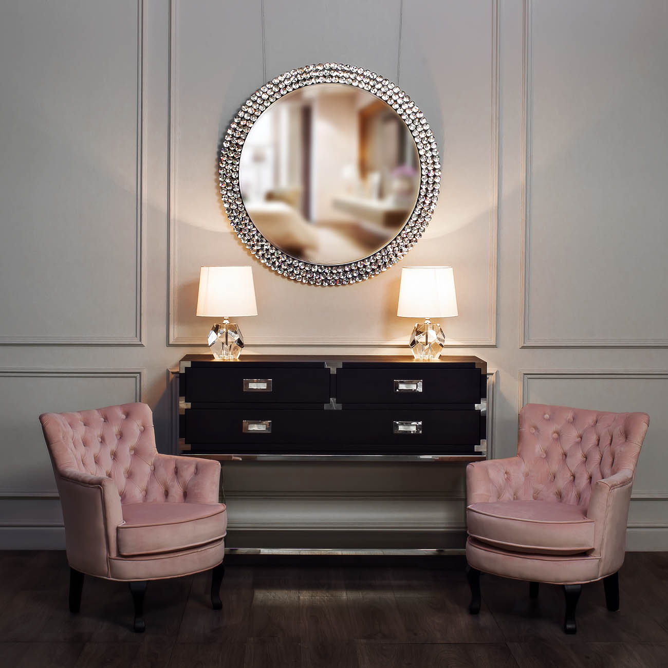 Консоль черная с ящиками 46AS-CT4116-BL от LaLume