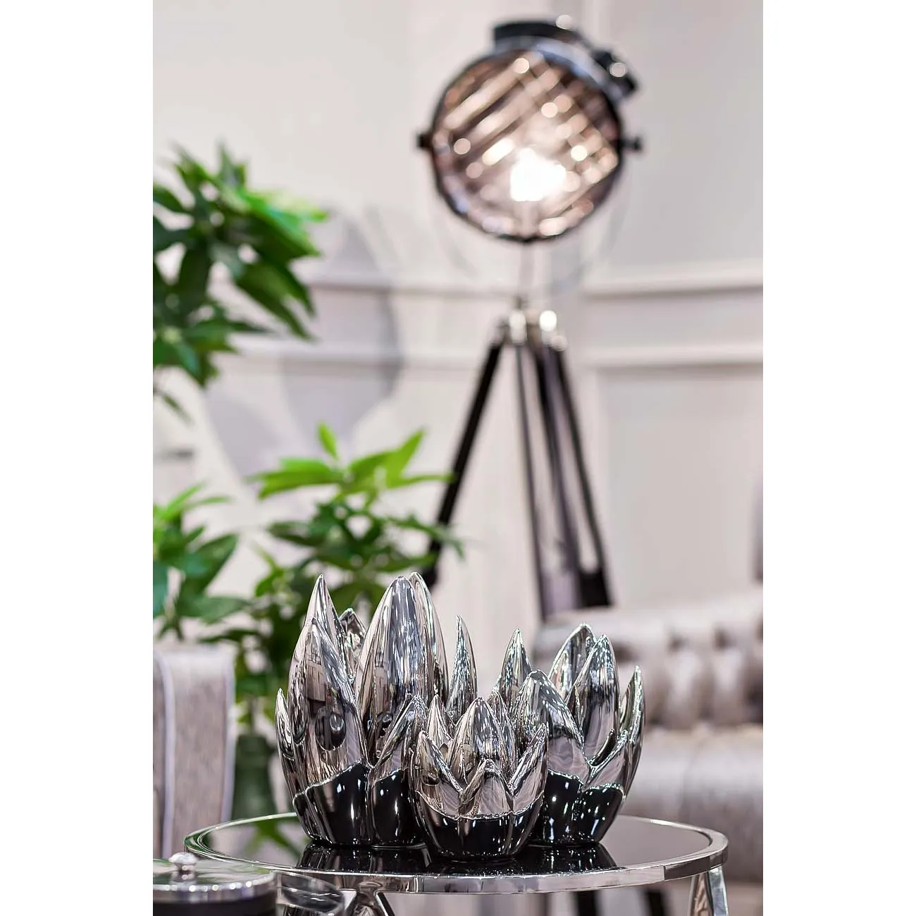 Подсвечник керамический серебристый 10K8152C от LaLume Подсвечник керамический серебристый 10K8152C от LaLume